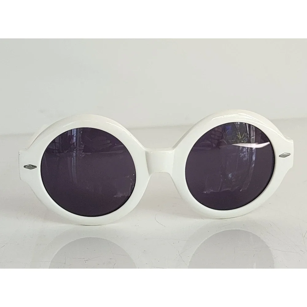 Karen Walker Xray Vision White Round Sunglasses Arrow Logo 709191 Womens Retro